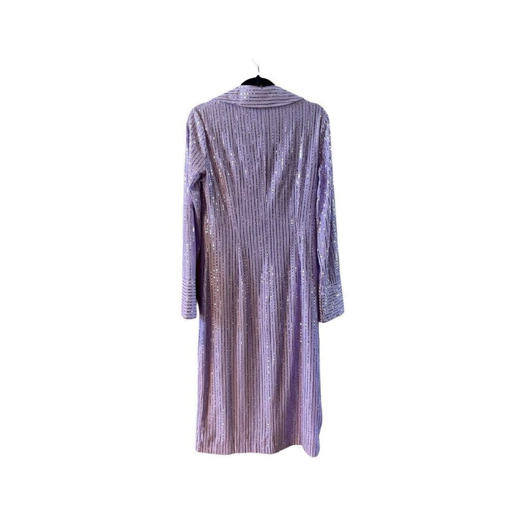 New Stine Goya Sonja Sequin Long Sleeve Button-Up Midi Shirtdress Size M - Picture 11 of 16